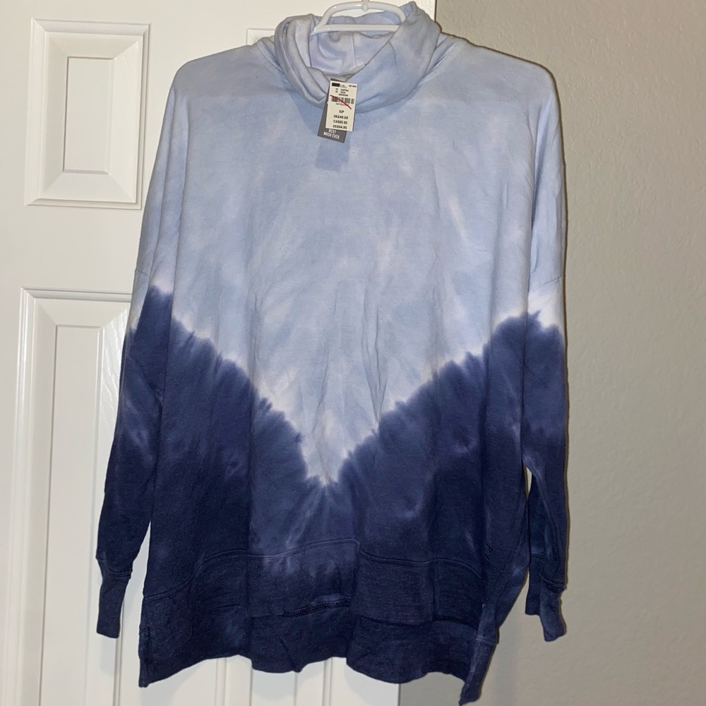 PINK Brand/ Navy Blue, White, Baby blue Tie Dye Turtle Neck